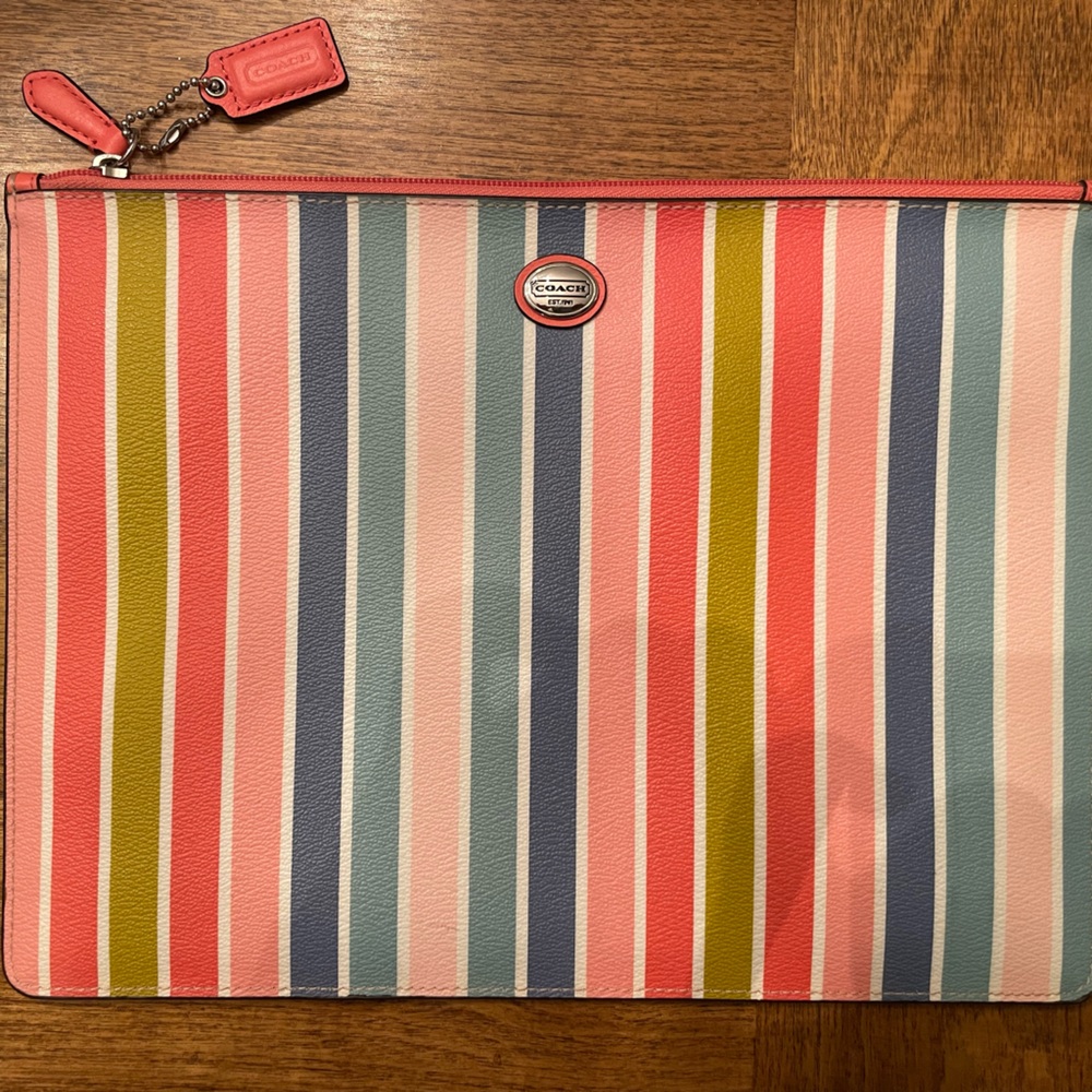 Coach Peyton Rainbow Stripes laptop/tablet bag